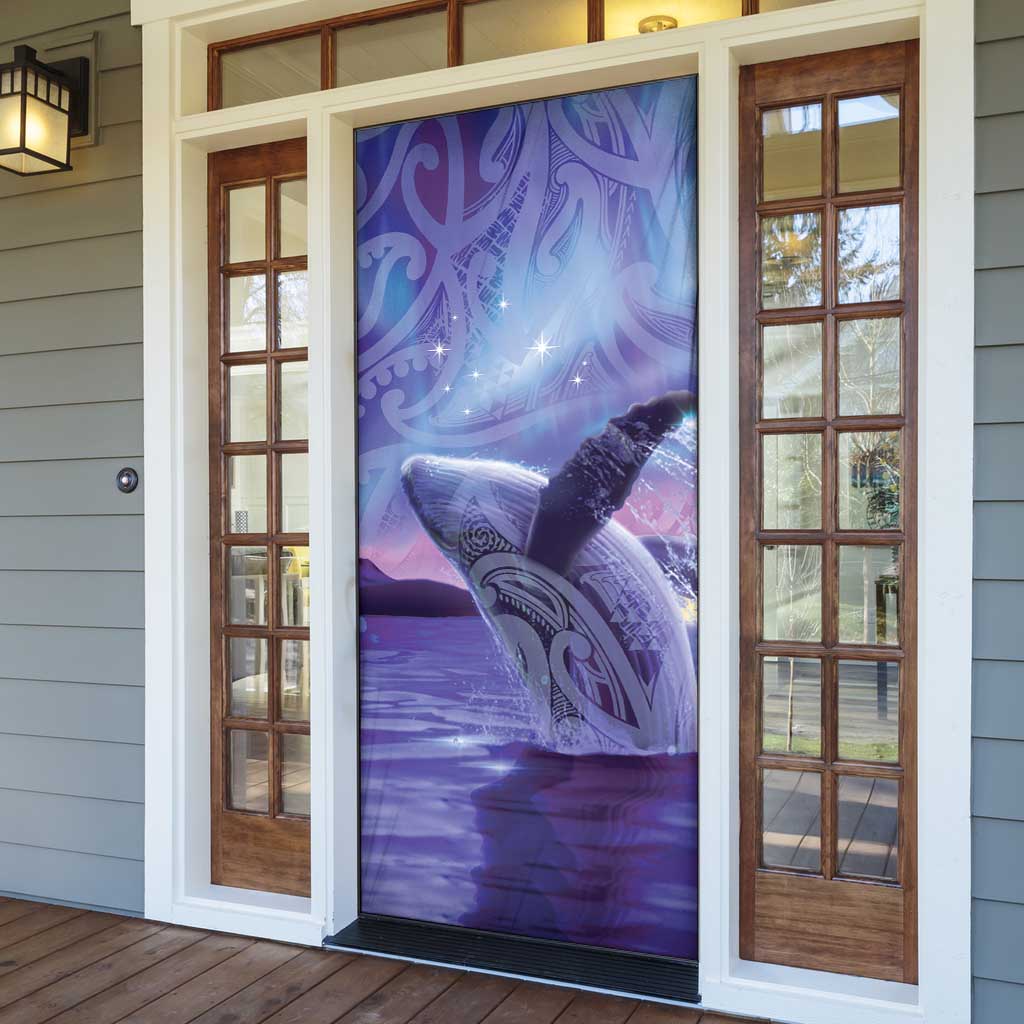 New Zealand Matariki Humpback Whale Door Cover Paikea Maori New Year Purple Galaxy LT14 - Polynesian Pride