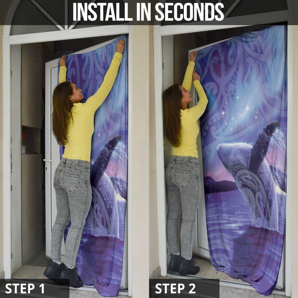 New Zealand Matariki Humpback Whale Door Cover Paikea Maori New Year Purple Galaxy LT14 - Polynesian Pride