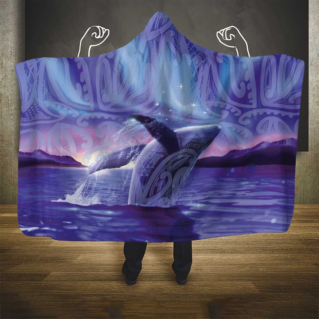 New Zealand Matariki Humpback Whale Hooded Blanket Paikea Maori New Year Purple Galaxy