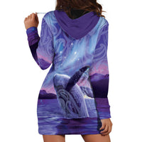 New Zealand Matariki Humpback Whale Hoodie Dress Paikea Maori New Year Purple Galaxy LT14 - Polynesian Pride