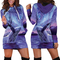 New Zealand Matariki Humpback Whale Hoodie Dress Paikea Maori New Year Purple Galaxy LT14 - Polynesian Pride
