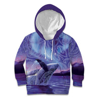 New Zealand Matariki Humpback Whale Kid Hoodie Paikea Maori New Year Purple Galaxy LT14 Hoodie Purple - Polynesian Pride