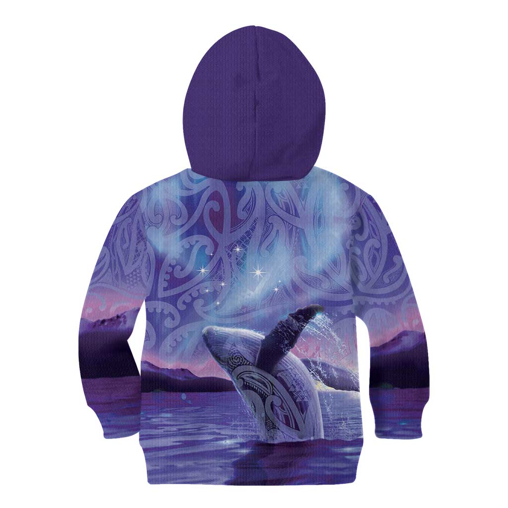 New Zealand Matariki Humpback Whale Kid Hoodie Paikea Maori New Year Purple Galaxy LT14 - Polynesian Pride