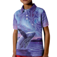 New Zealand Matariki Humpback Whale Kid Polo Shirt Paikea Maori New Year Purple Galaxy LT14 Kid Purple - Polynesian Pride