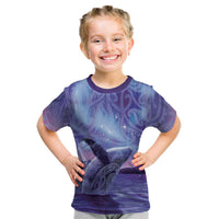 New Zealand Matariki Humpback Whale Kid T Shirt Paikea Maori New Year Purple Galaxy LT14 Purple - Polynesian Pride