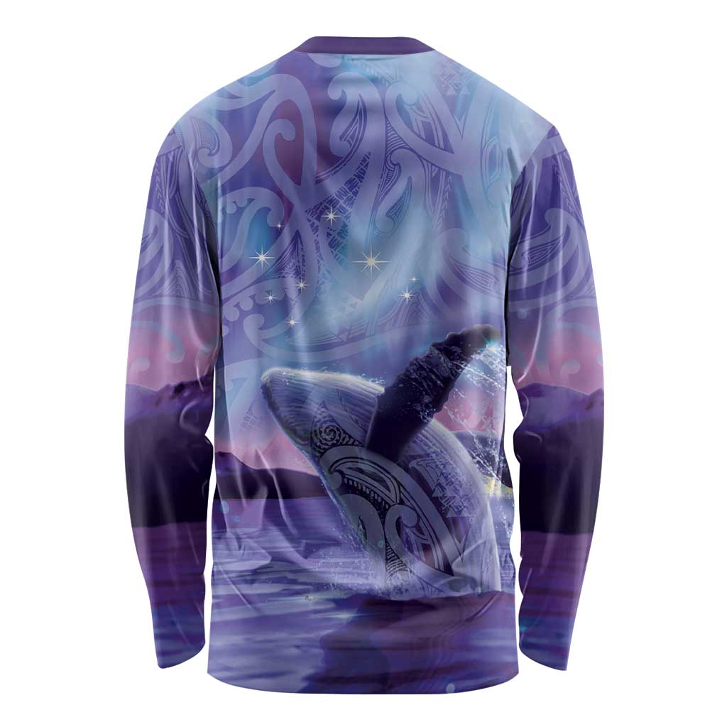 New Zealand Matariki Humpback Whale Long Sleeve Shirt Paikea Maori New Year Purple Galaxy LT14 - Polynesian Pride