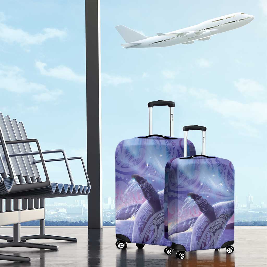 New Zealand Matariki Humpback Whale Luggage Cover Paikea Maori New Year Purple Galaxy LT14 - Polynesian Pride