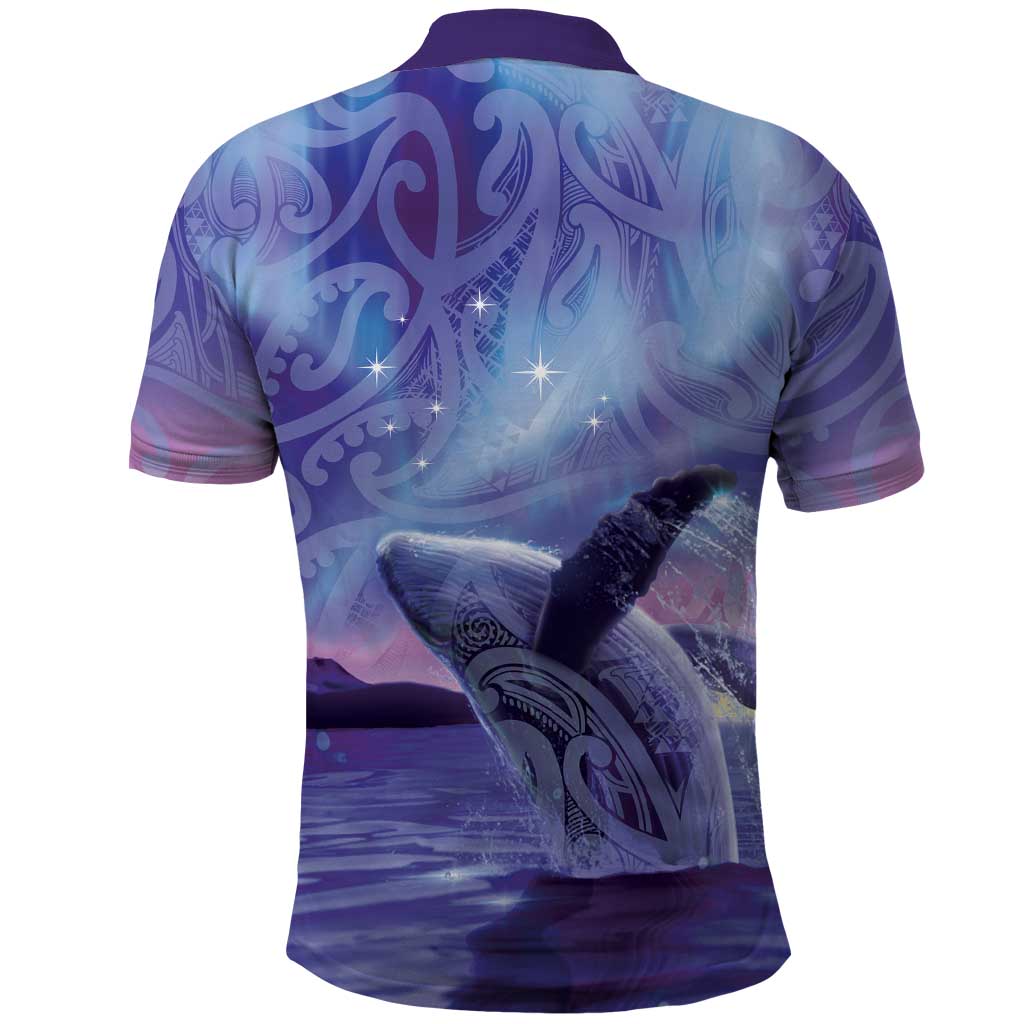 New Zealand Matariki Humpback Whale Polo Shirt Paikea Maori New Year Purple Galaxy LT14 - Polynesian Pride