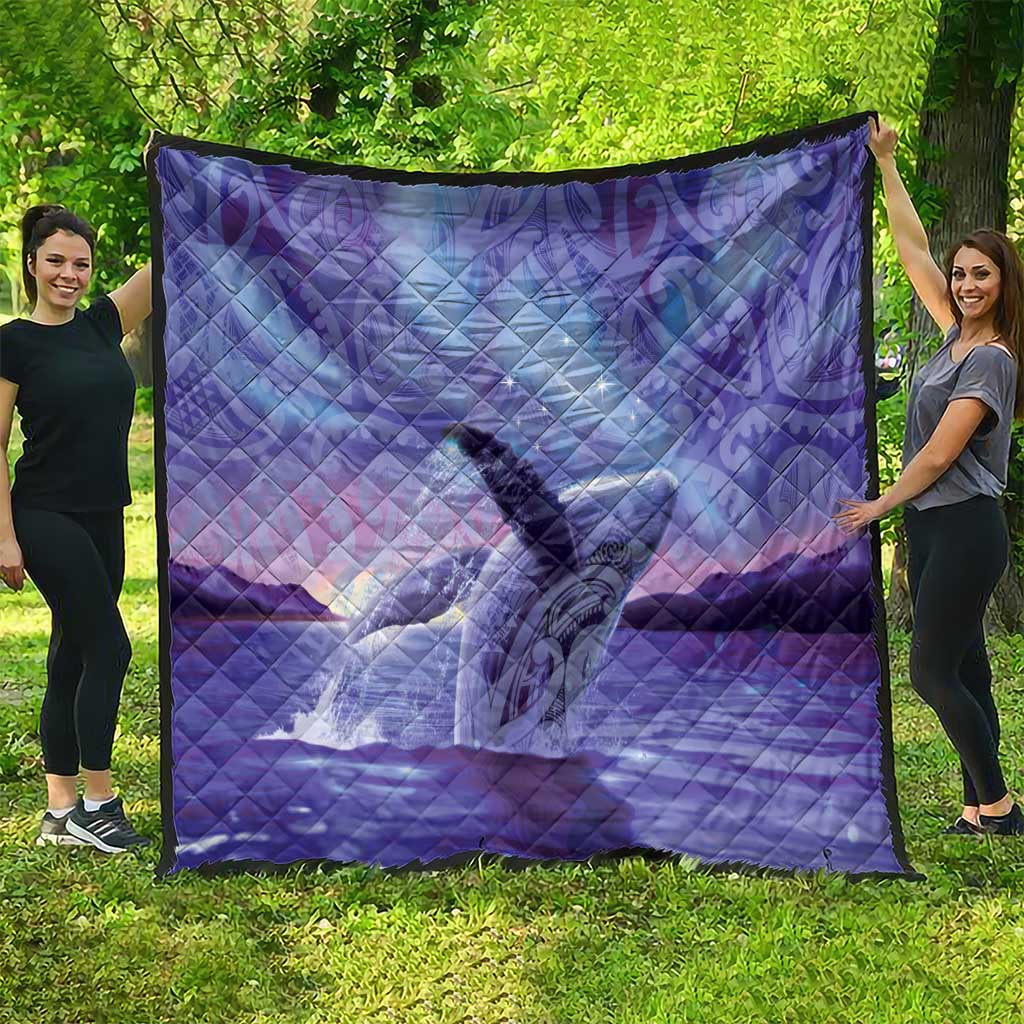 New Zealand Matariki Humpback Whale Quilt Paikea Maori New Year Purple Galaxy