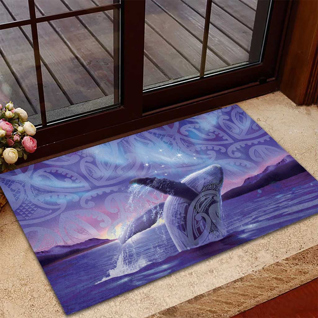 New Zealand Matariki Humpback Whale Rubber Doormat Paikea Maori New Year Purple Galaxy