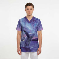 New Zealand Matariki Humpback Whale Scrub Top Paikea Maori New Year Purple Galaxy