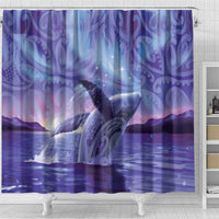 New Zealand Matariki Humpback Whale Shower Curtain Paikea Maori New Year Purple Galaxy