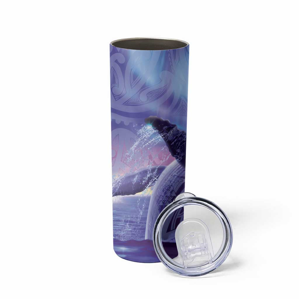 New Zealand Matariki Humpback Whale Skinny Tumbler Paikea Maori New Year Purple Galaxy LT14 - Polynesian Pride