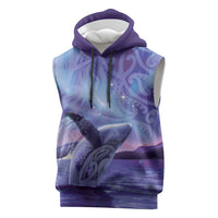 New Zealand Matariki Humpback Whale Sleeveless Hoodie Paikea Maori New Year Purple Galaxy LT14 Purple - Polynesian Pride