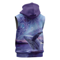 New Zealand Matariki Humpback Whale Sleeveless Hoodie Paikea Maori New Year Purple Galaxy LT14 - Polynesian Pride