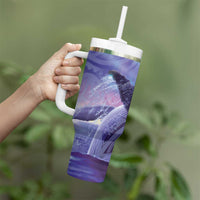 New Zealand Matariki Humpback Whale Tumbler With Handle Paikea Maori New Year Purple Galaxy