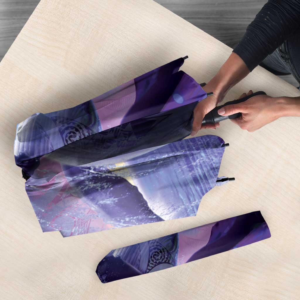 New Zealand Matariki Humpback Whale Umbrella Paikea Maori New Year Purple Galaxy
