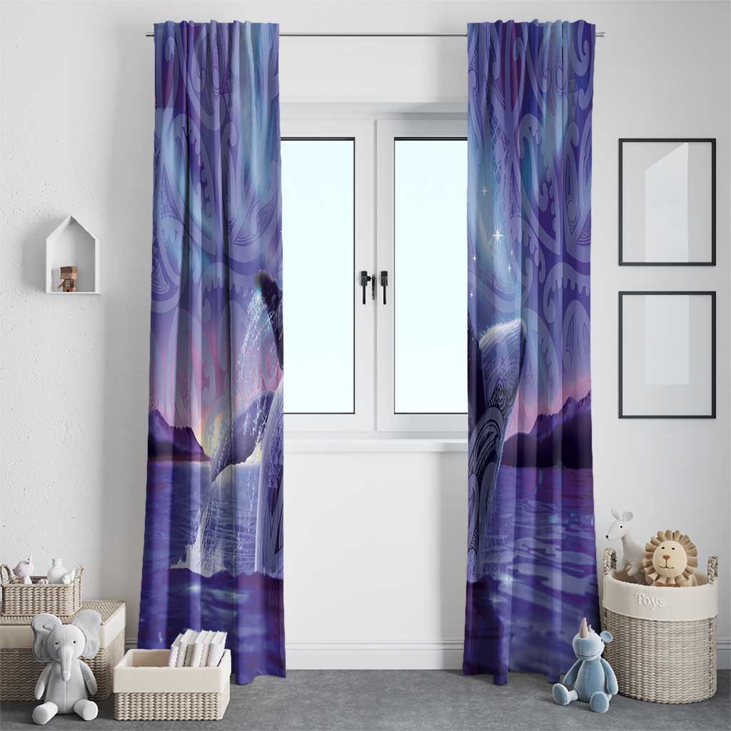 New Zealand Matariki Humpback Whale Window Curtain Paikea Maori New Year Purple Galaxy