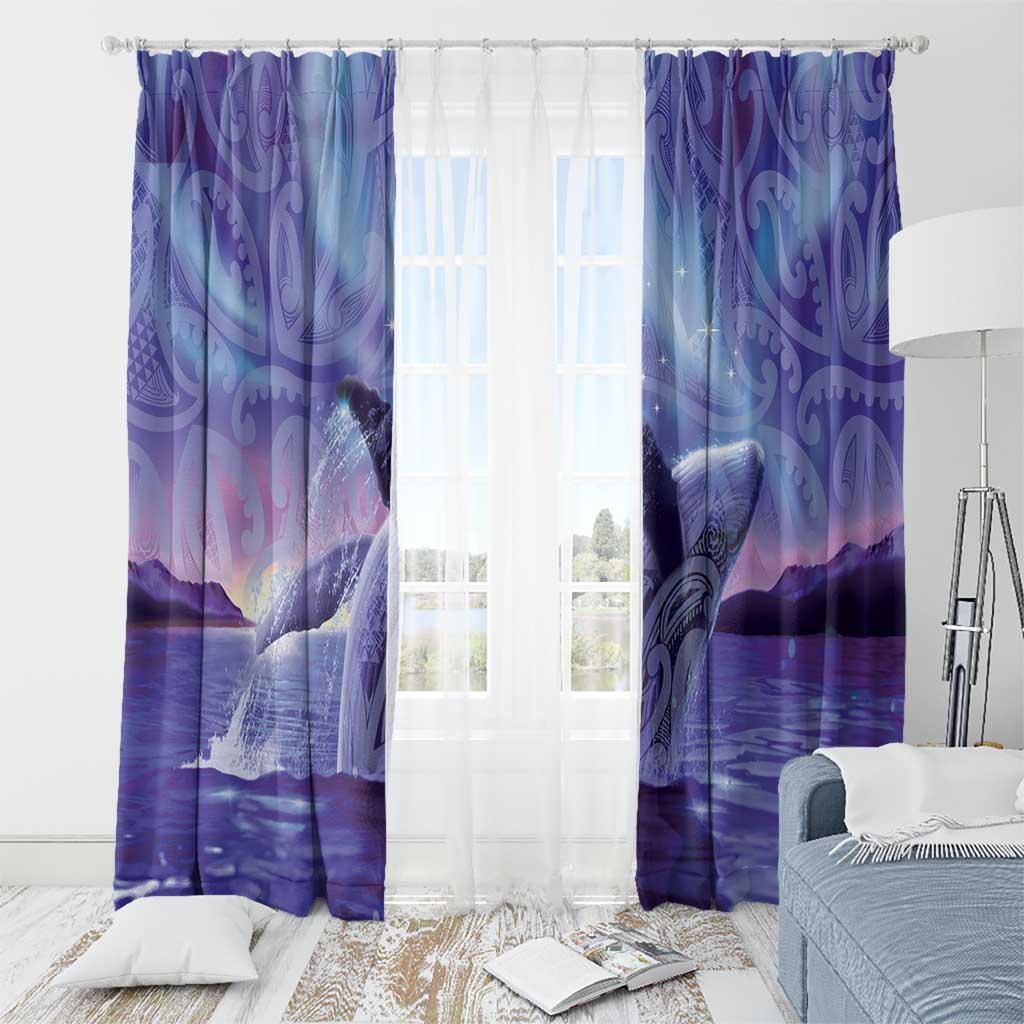 New Zealand Matariki Humpback Whale Window Curtain Paikea Maori New Year Purple Galaxy