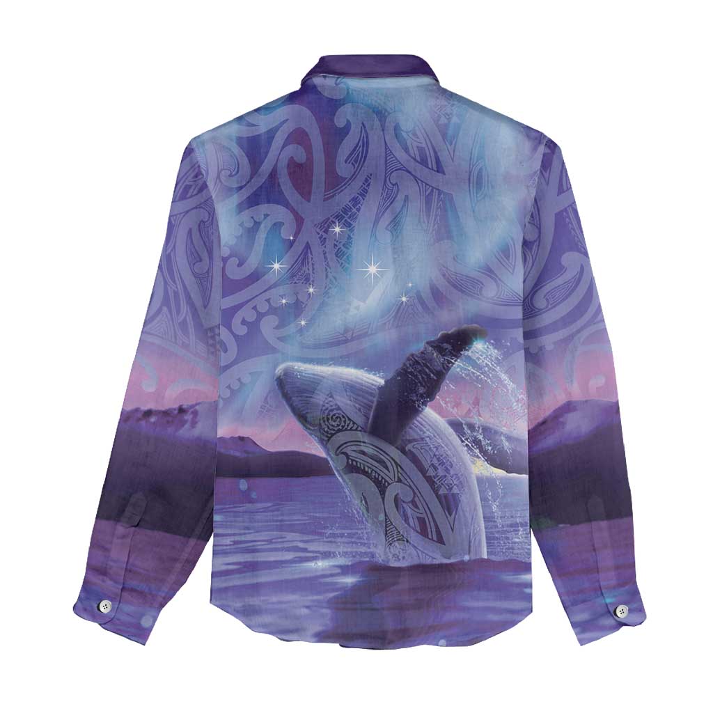 New Zealand Matariki Humpback Whale Women Casual Shirt Paikea Maori New Year Purple Galaxy LT14 - Polynesian Pride