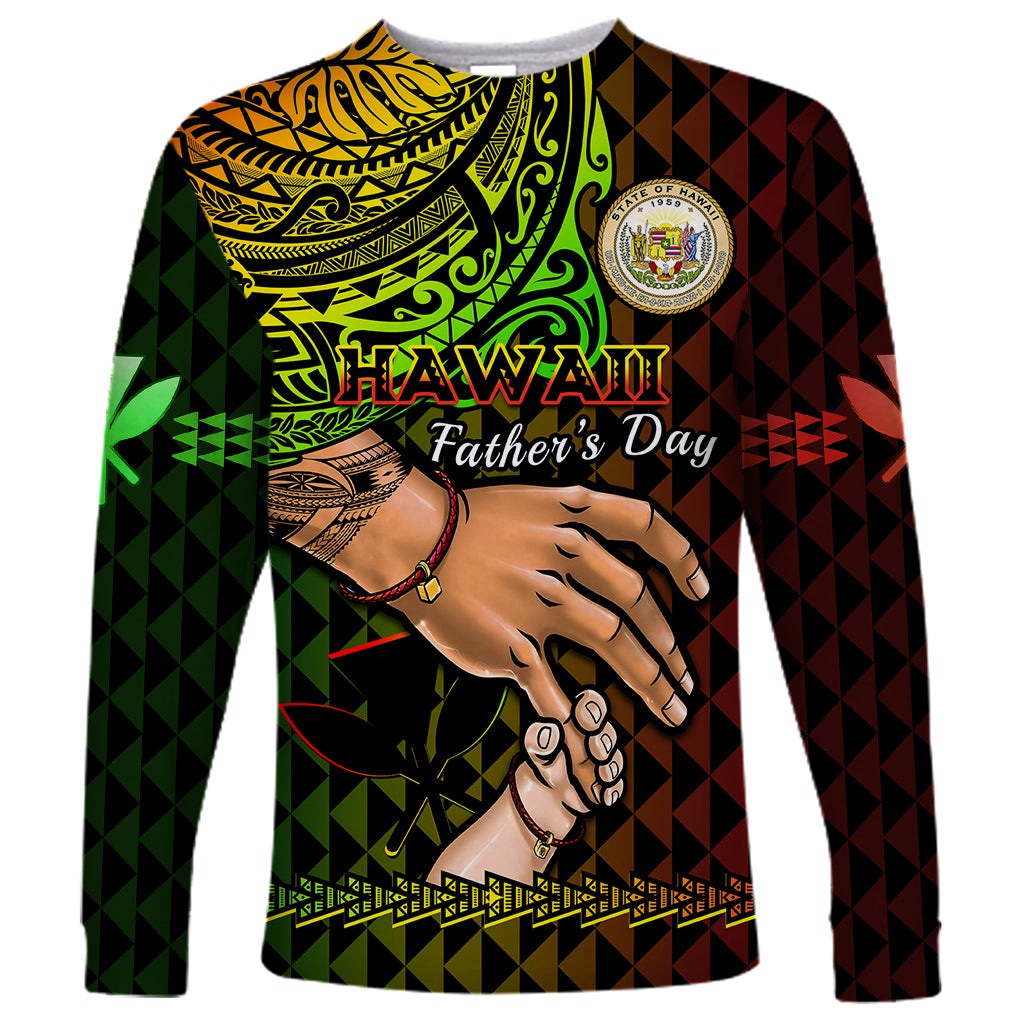 Polynesian Pride Father Day Hawaii Long Sleeve Shirt Kanaka Kakau Hauoli La Makuakane LT14 Unisex Reggae - Polynesian Pride