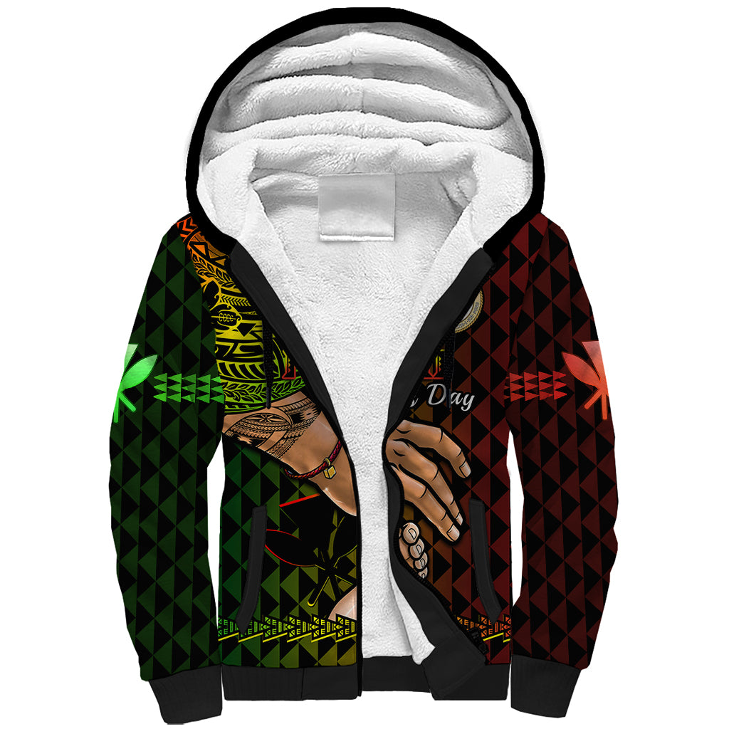 Polynesian Pride Father Day Hawaii Sherpa Hoodie Kanaka Kakau Hauoli La Makuakane LT14 Unisex Reggae - Polynesian Pride