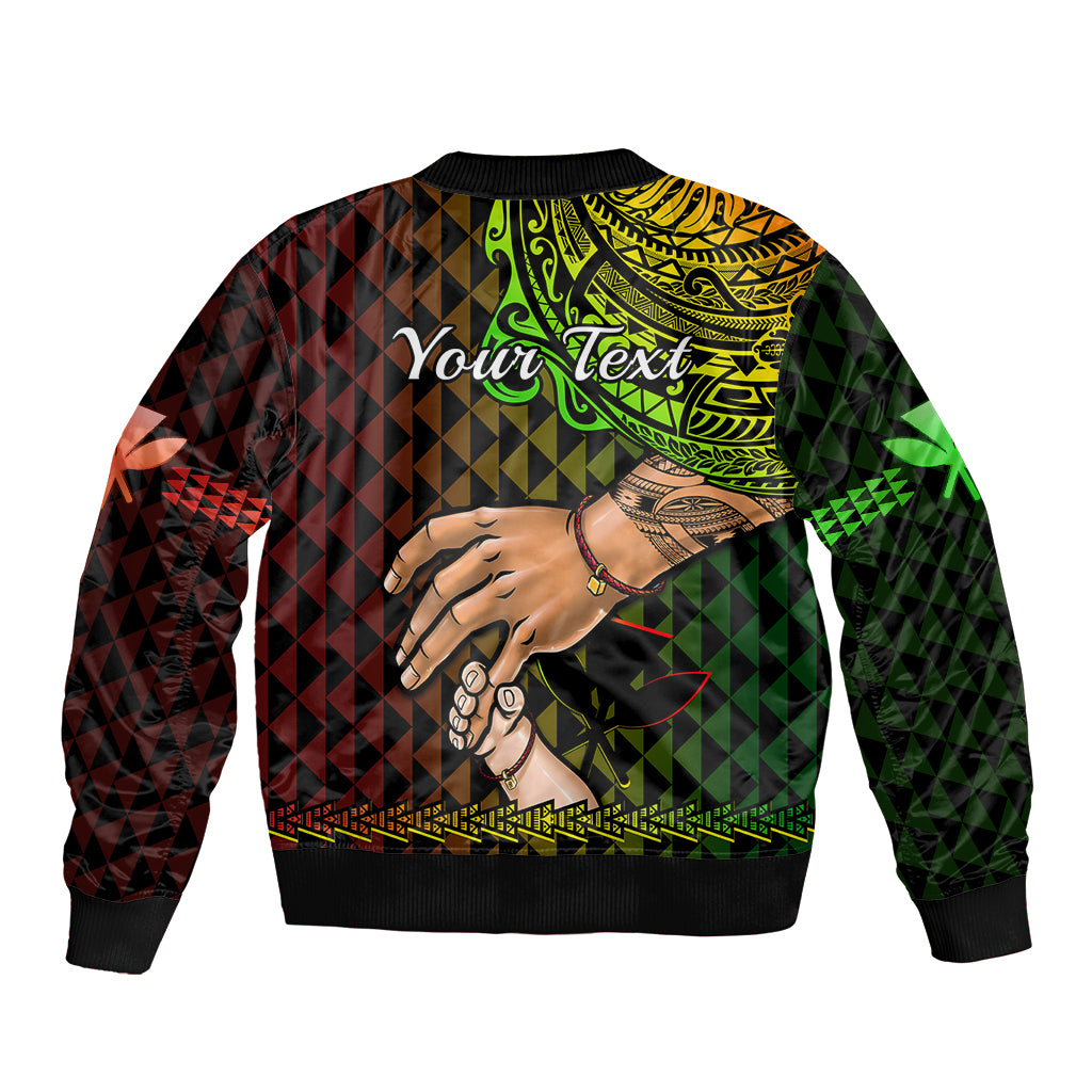 Personalised Father Day Hawaii Bomber Jacket Kanaka Kakau Hauoli La Makuakane LT14 - Polynesian Pride