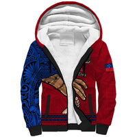 Personalised Father Day Samoa Sherpa Hoodie Manuia le Aso Sa o Tama Red Version LT14 Unisex Red - Polynesian Pride
