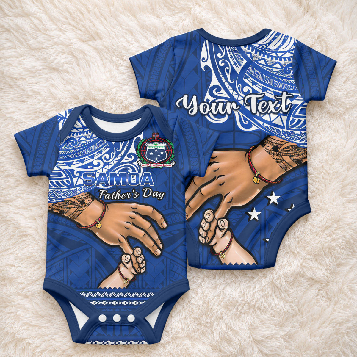 Personalised Father Day Samoa Baby Onesie Manuia le Aso Sa o Tama Blue Version LT14 - Polynesian Pride