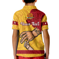 Personalised Father Day Papua New Guinea Kid Polo Shirt PNG I Love You Dad Yellow Version LT14 - Polynesian Pride
