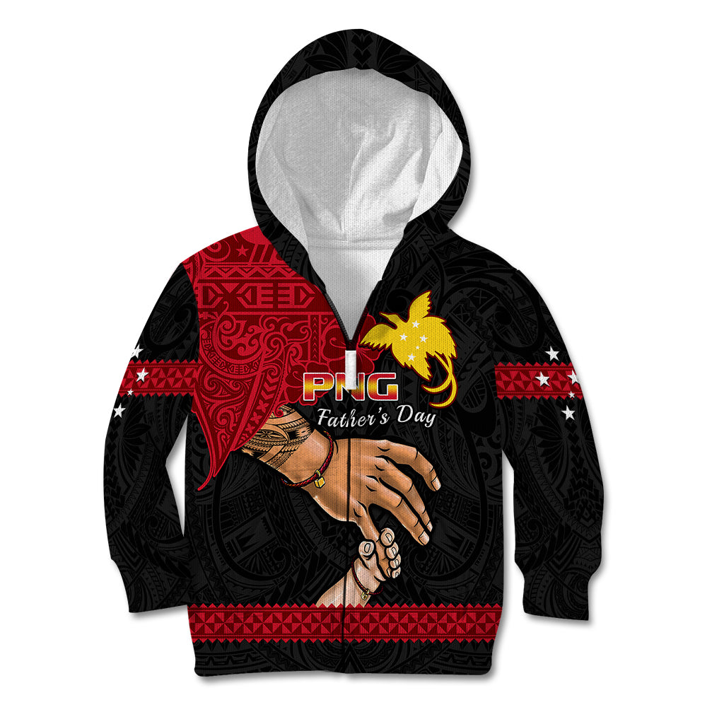 Polynesian Pride Father Day Papua New Guinea Kid Hoodie PNG I Love You Dad Black Version LT14 Zip Hoodie Black - Polynesian Pride