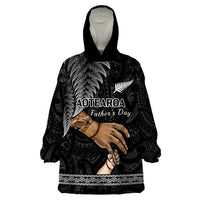 Polynesian Pride Father Day New Zealand Wearable Blanket Hoodie Aotearoa Maori Fern I Love You Dad LT14 One Size Black - Polynesian Pride