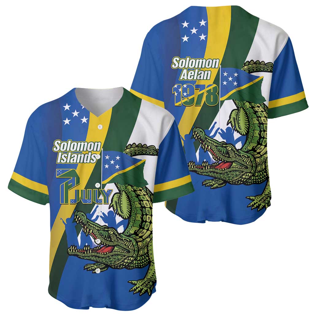 Solomon Islands Independence Day Baseball Jersey Happy 7 July Crocodile Flag Style
