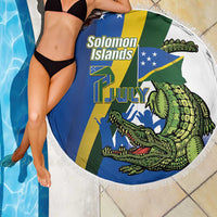 Solomon Islands Independence Day Beach Blanket Happy 7 July Crocodile Flag Style