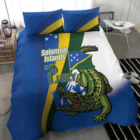 Solomon Islands Independence Day Bedding Set Happy 7 July Crocodile Flag Style