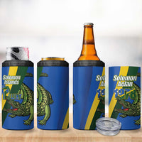 Solomon Islands Independence Day 4 in 1 Can Cooler Tumbler Happy 7 July Crocodile Flag Style