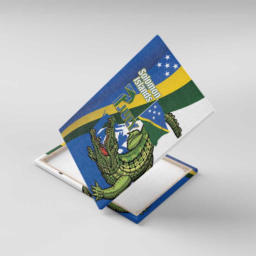Solomon Islands Independence Day Canvas Wall Art Happy 7 July Crocodile Flag Style