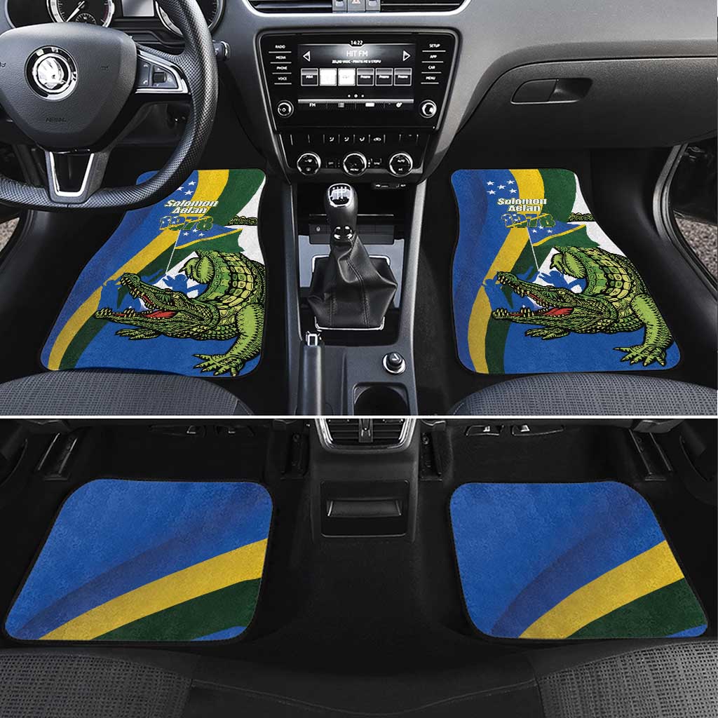 Solomon Islands Independence Day Car Mats Happy 7 July Crocodile Flag Style