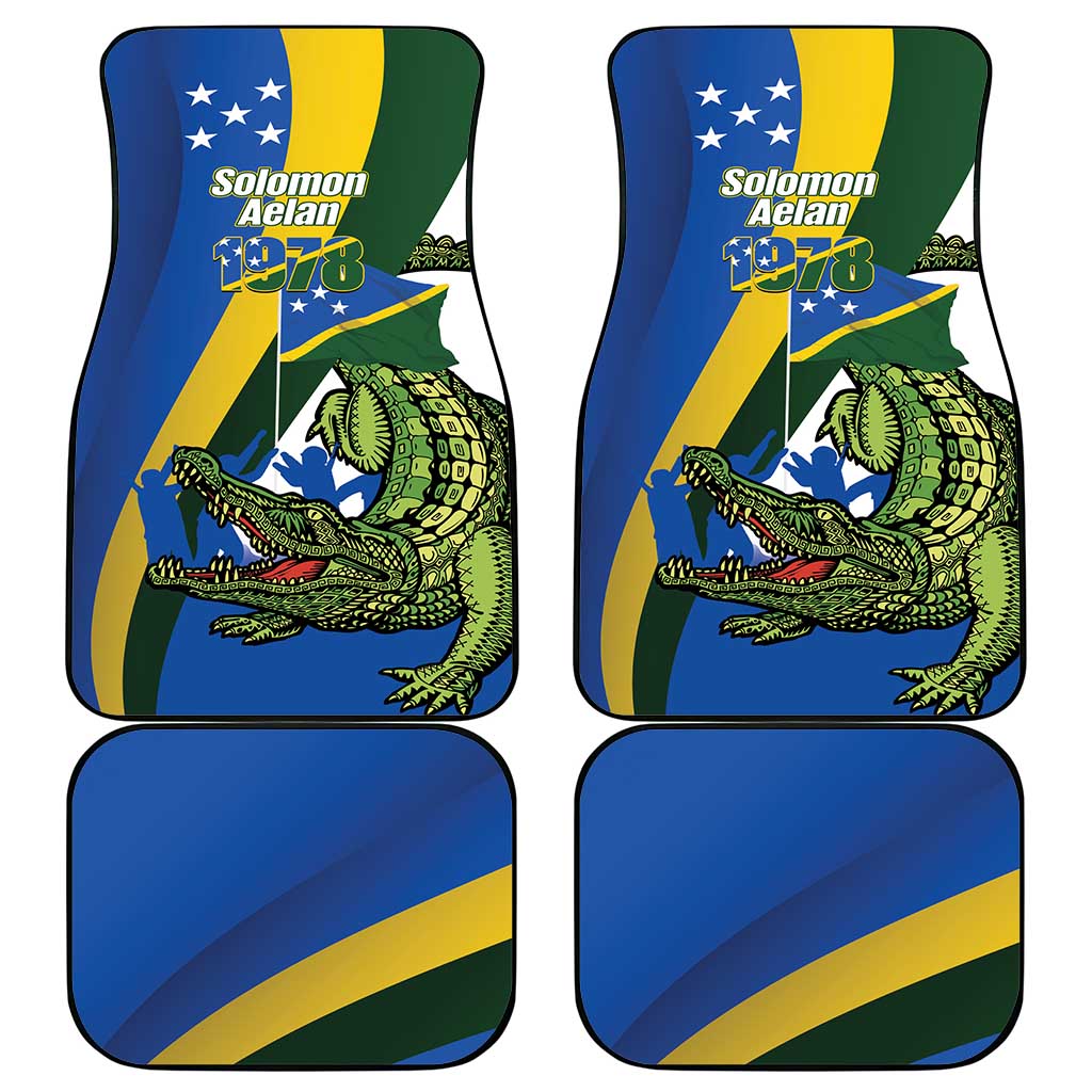 Solomon Islands Independence Day Car Mats Happy 7 July Crocodile Flag Style