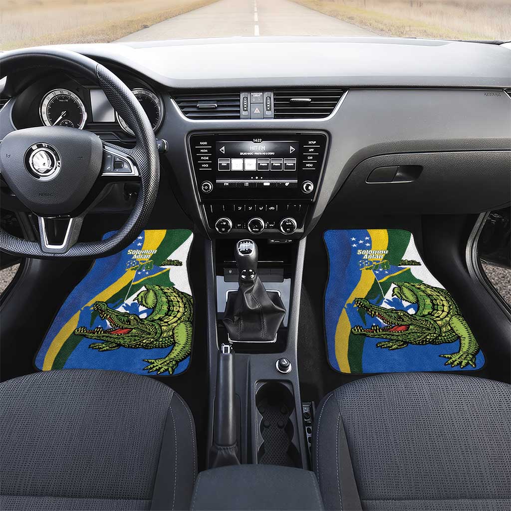 Solomon Islands Independence Day Car Mats Happy 7 July Crocodile Flag Style