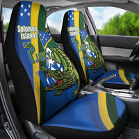 Solomon Islands Independence Day Car Seat Cover Happy 7 July Crocodile Flag Style