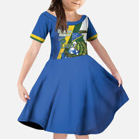 Solomon Islands Independence Day Family Matching Off The Shoulder Long Sleeve Dress and Hawaiian Shirt Happy 7 July Crocodile Flag Style