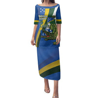 Solomon Islands Independence Day Family Matching Puletasi and Hawaiian Shirt Happy 7 July Crocodile Flag Style