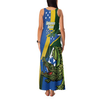 Solomon Islands Independence Day Family Matching Tank Maxi Dress and Hawaiian Shirt Happy 7 July Crocodile Flag Style