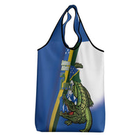Solomon Islands Independence Day Grocery Bag Happy 7 July Crocodile Flag Style