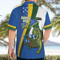 Solomon Islands Independence Day Hawaiian Shirt Happy 7 July Crocodile Flag Style
