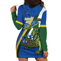 Solomon Islands Independence Day Hoodie Dress Happy 7 July Crocodile Flag Style