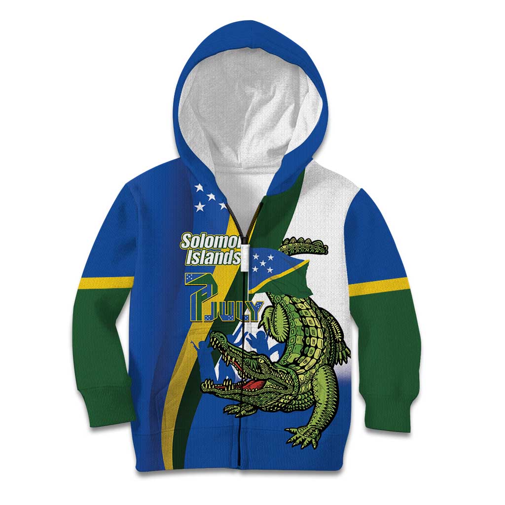 Solomon Islands Independence Day Kid Hoodie Happy 7 July Crocodile Flag Style