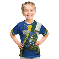 Solomon Islands Independence Day Kid T Shirt Happy 7 July Crocodile Flag Style