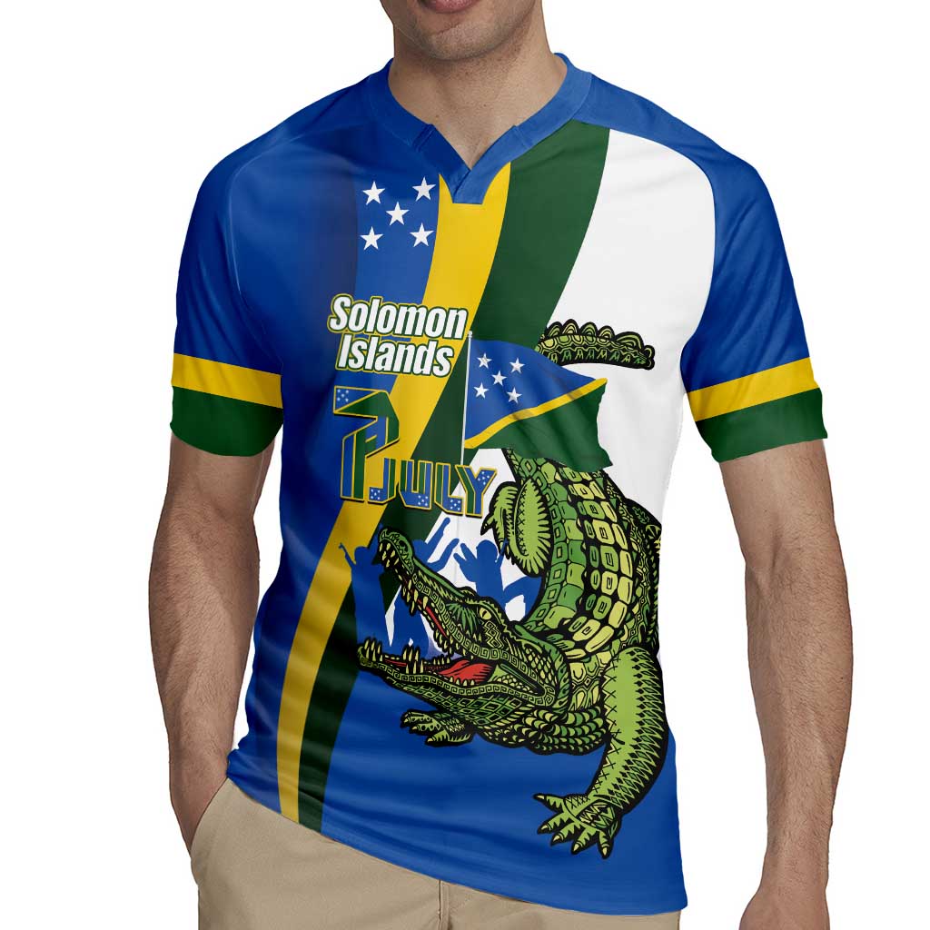 Solomon Islands Independence Day Rugby Jersey Happy 7 July Crocodile Flag Style